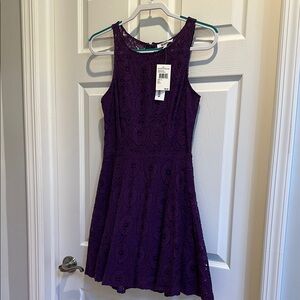 BB Dakota Purple Fit and Flare Halter Mini Dress